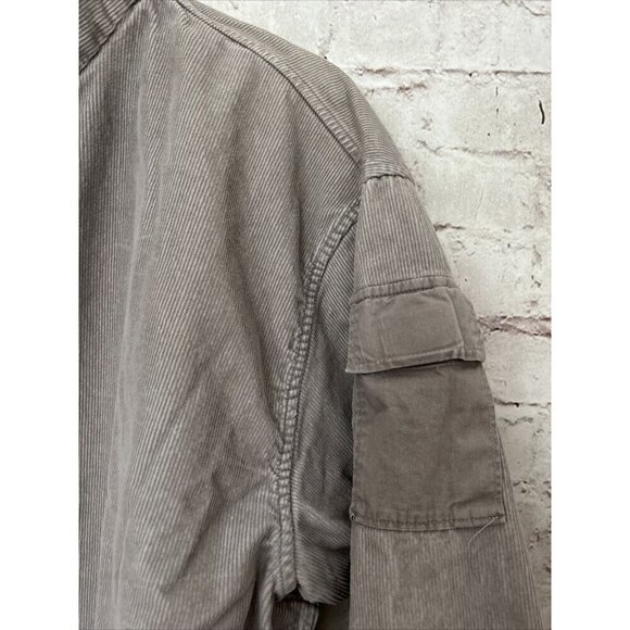 Vintage Structure Shirt Mens XL Corduroy Gray Beige Pullover Shacket Y2K 90s - Picture 3 of 6